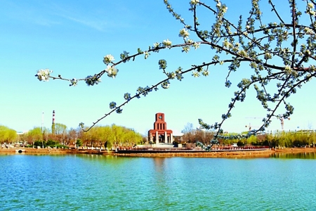 <br>              ▲河北工业大学：山桃旖旎春风，滴翠湖畔钟鸣。<br><br>        