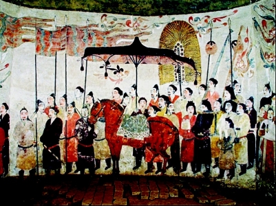           北齐徐显秀墓壁画（局部） 图片由太原北齐壁画博物馆提供        