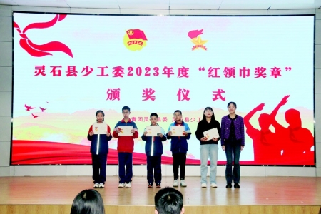           珍惜荣誉，为“红领巾奖章”添彩。 图片由灵石县少工委提供        