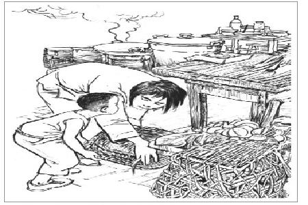 在困境中，母亲含辛茹苦地培育后代，勤俭持家。